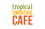 Logo for Tropical Smoothie Cafe with green, yellow, and orange text.