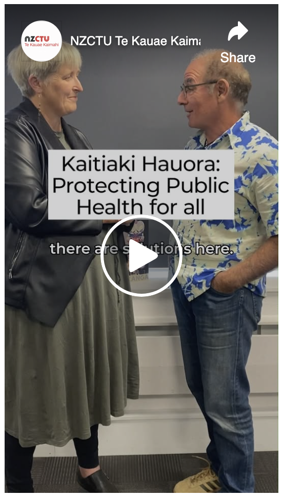 Sandra Grey with NZCTU Te Kauae Kaimahi and Dr David Galler