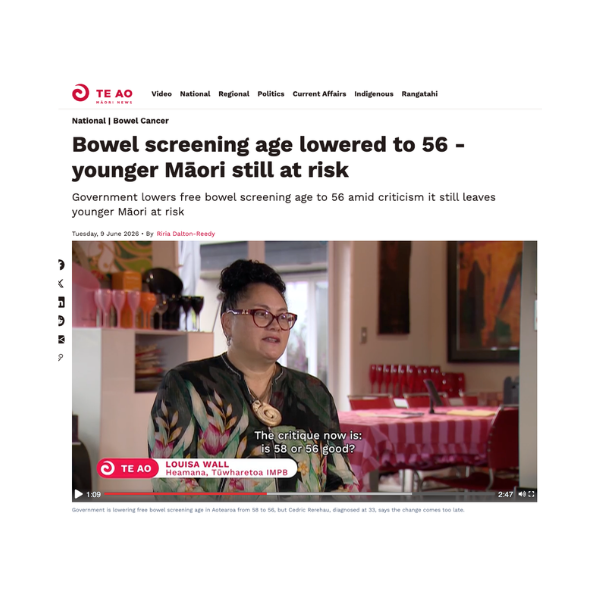 Te Ao Māori News - Bowel screening age lowered to 56 - younger Māori still at risk