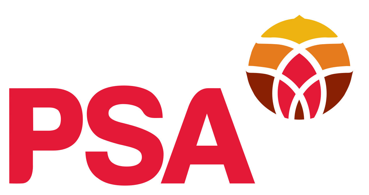 Logo of the Public Service Association of New Zealand (PSA) with bold red letters and a colorful circular emblem to the right featuring overlapping shapes in yellow, orange, and red.
