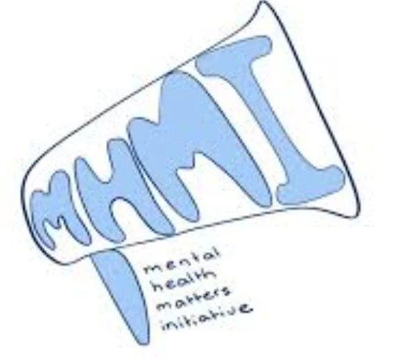 Speech bubble with the word 'MENTAL' in blue, and below it, the words 'mental health matters initiative' in black.