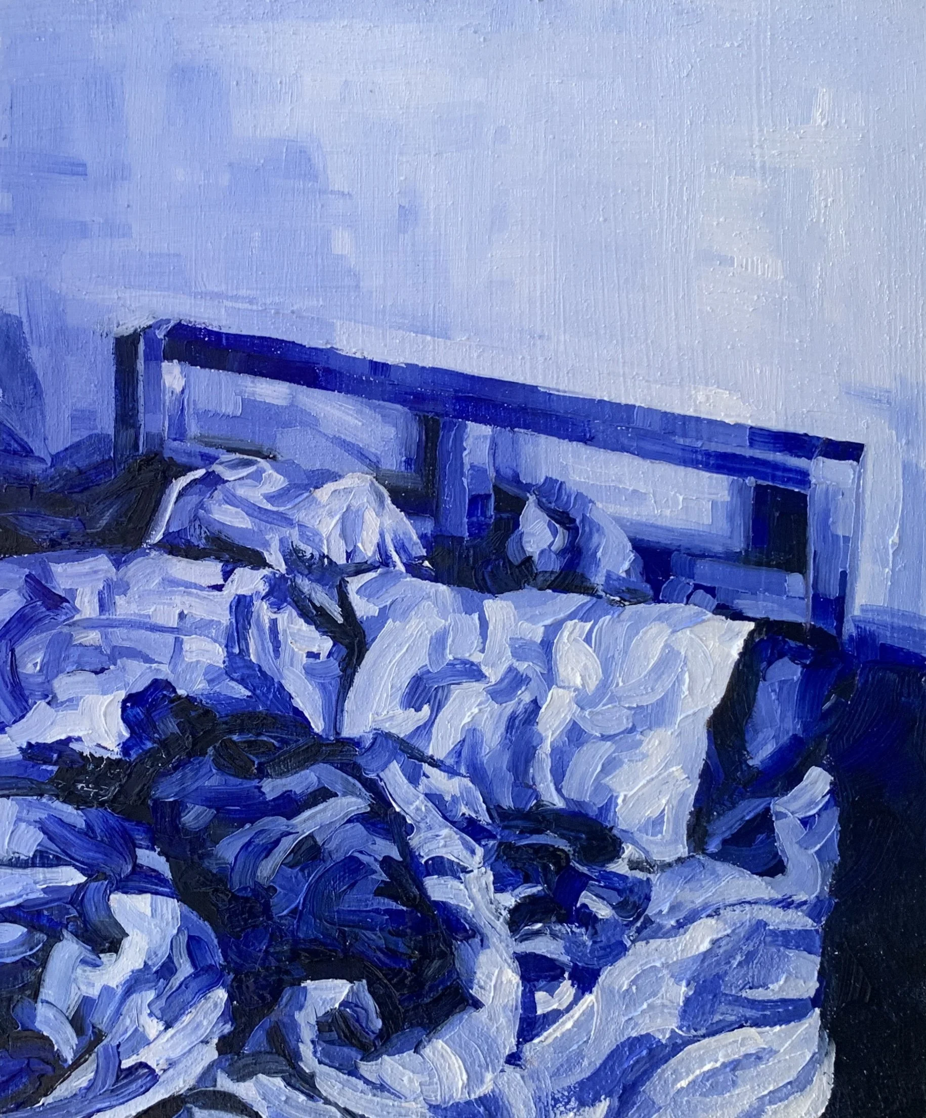 Morning Bed, Oil on Board, 20 x 24 cm, April 2023
