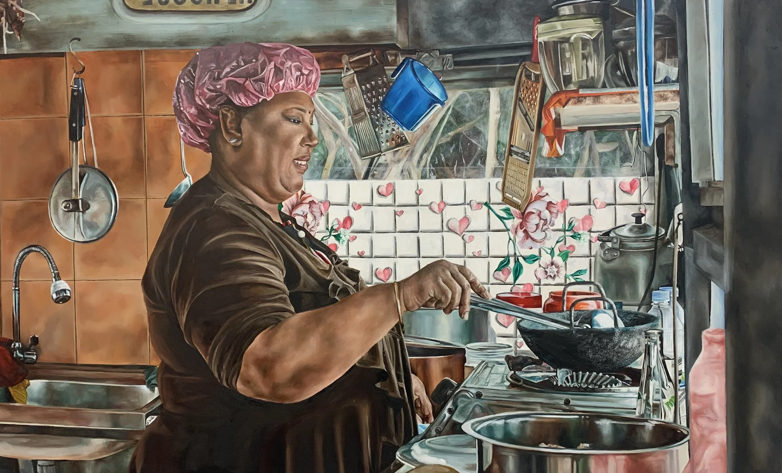 Bus Snack, Oil on Board, 100 x 61 cm, 2022