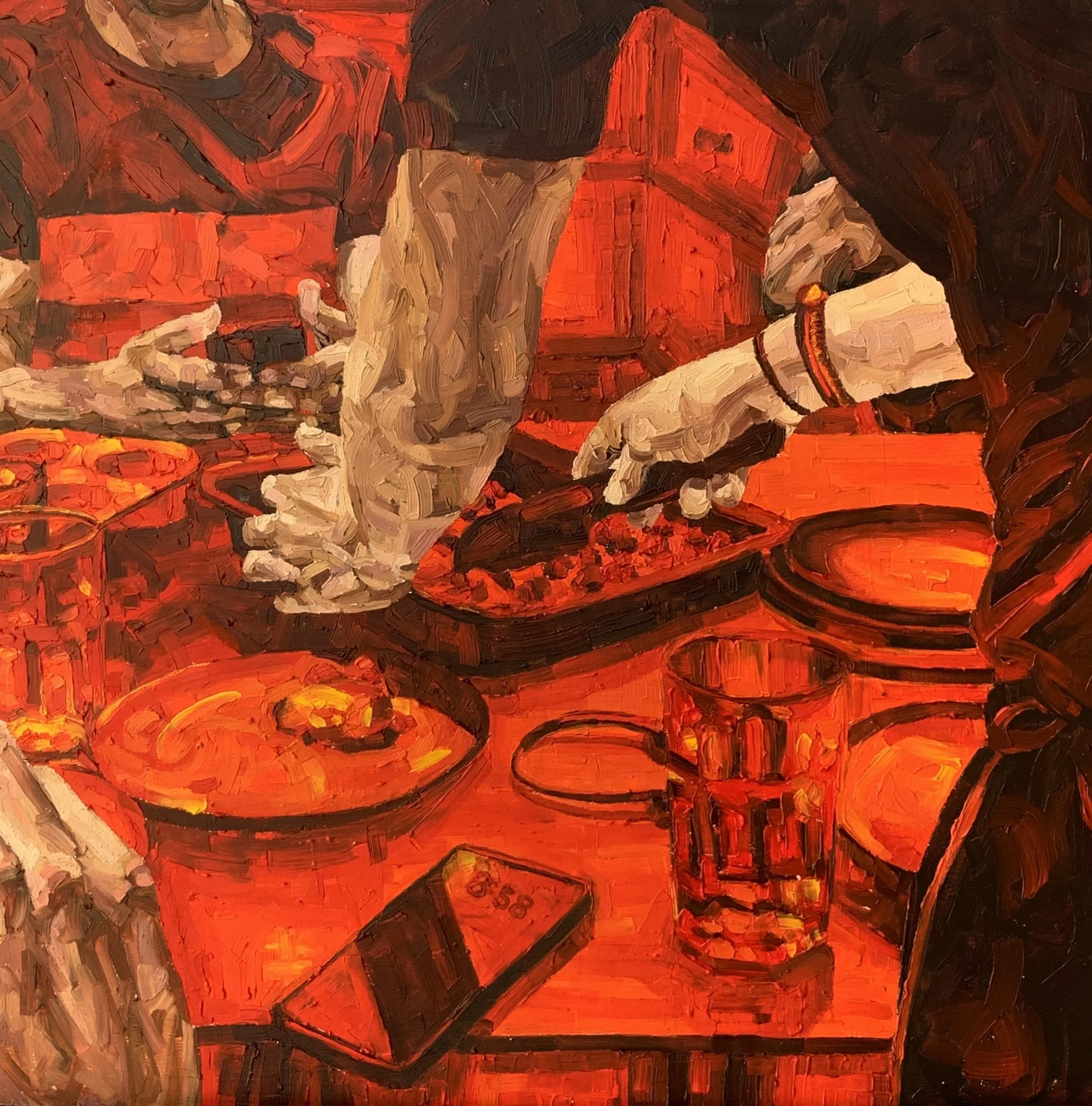 8:58 Cheesecake, Oil on Board, 40 x 40 cm, May 2023