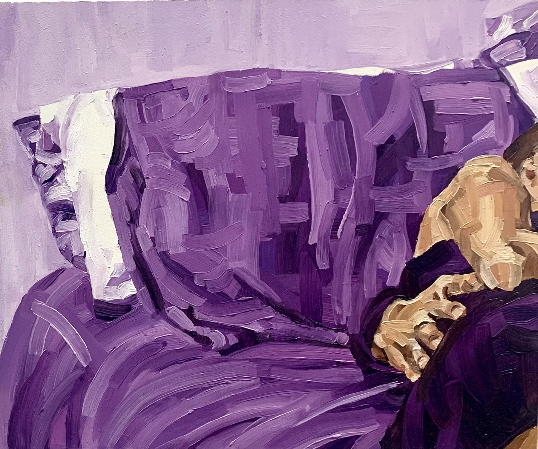 Pillow Talk, Oil on Board, 21.5 x 23 cm, 2022