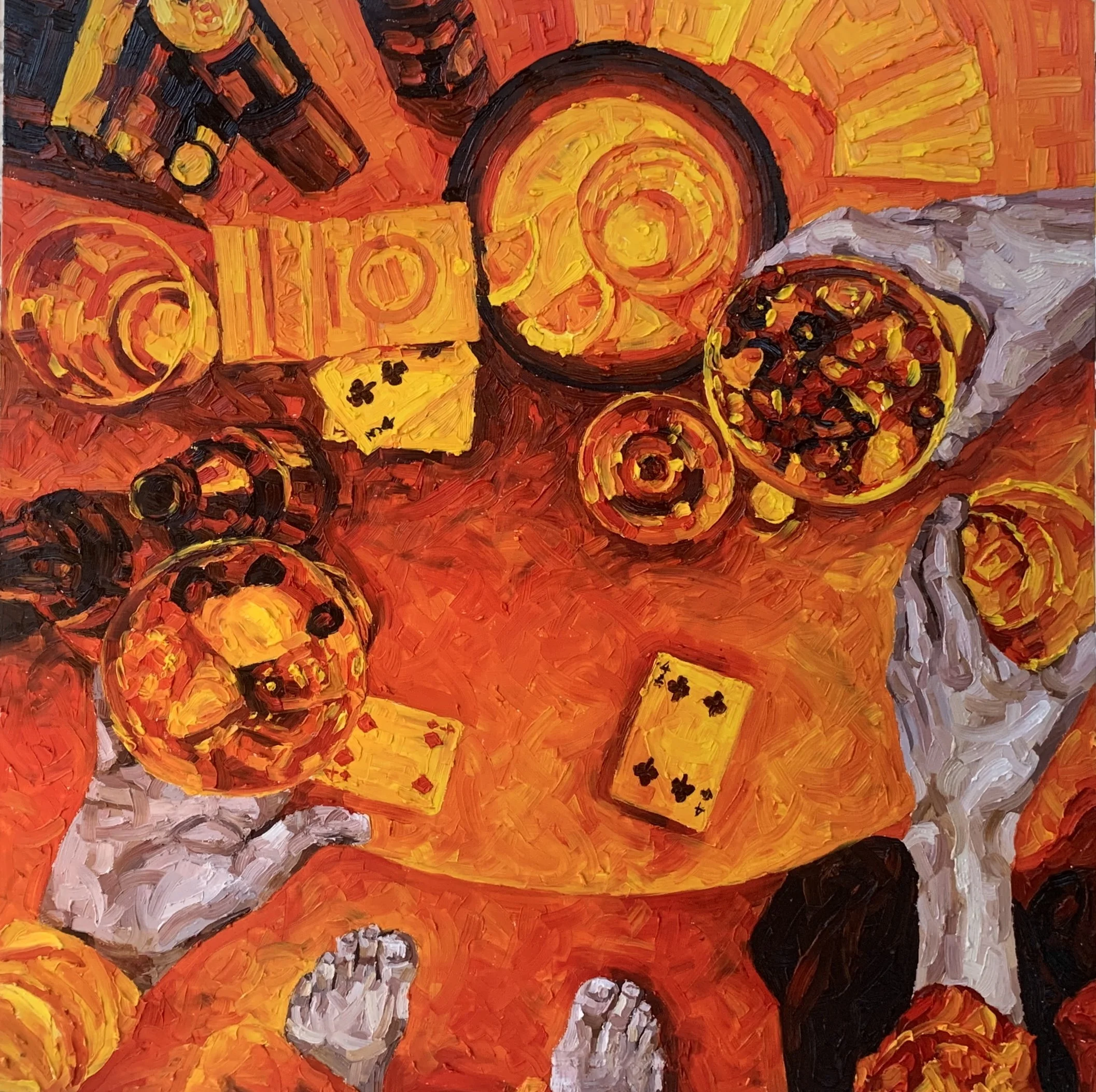 Gin Toes, Oil on Board, 40 x 40 cm, June 2023