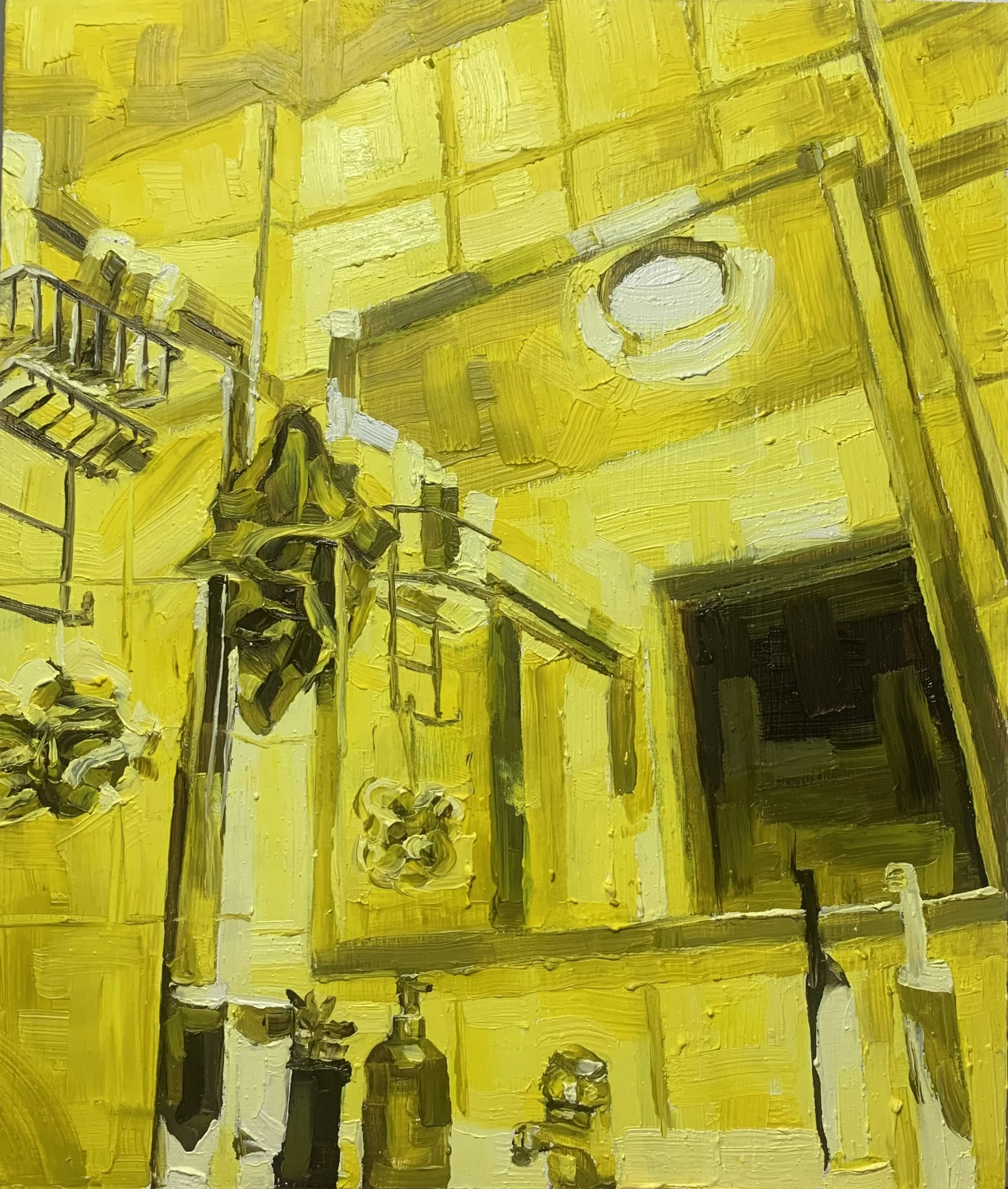 Bathroom Glow, Oil on Board, 20 x 24 cm, March 2023