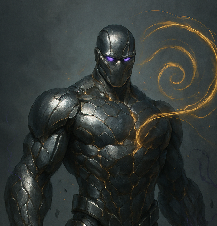 Varonis character concept depicting a fractured, living conduit wielding dimensional energy