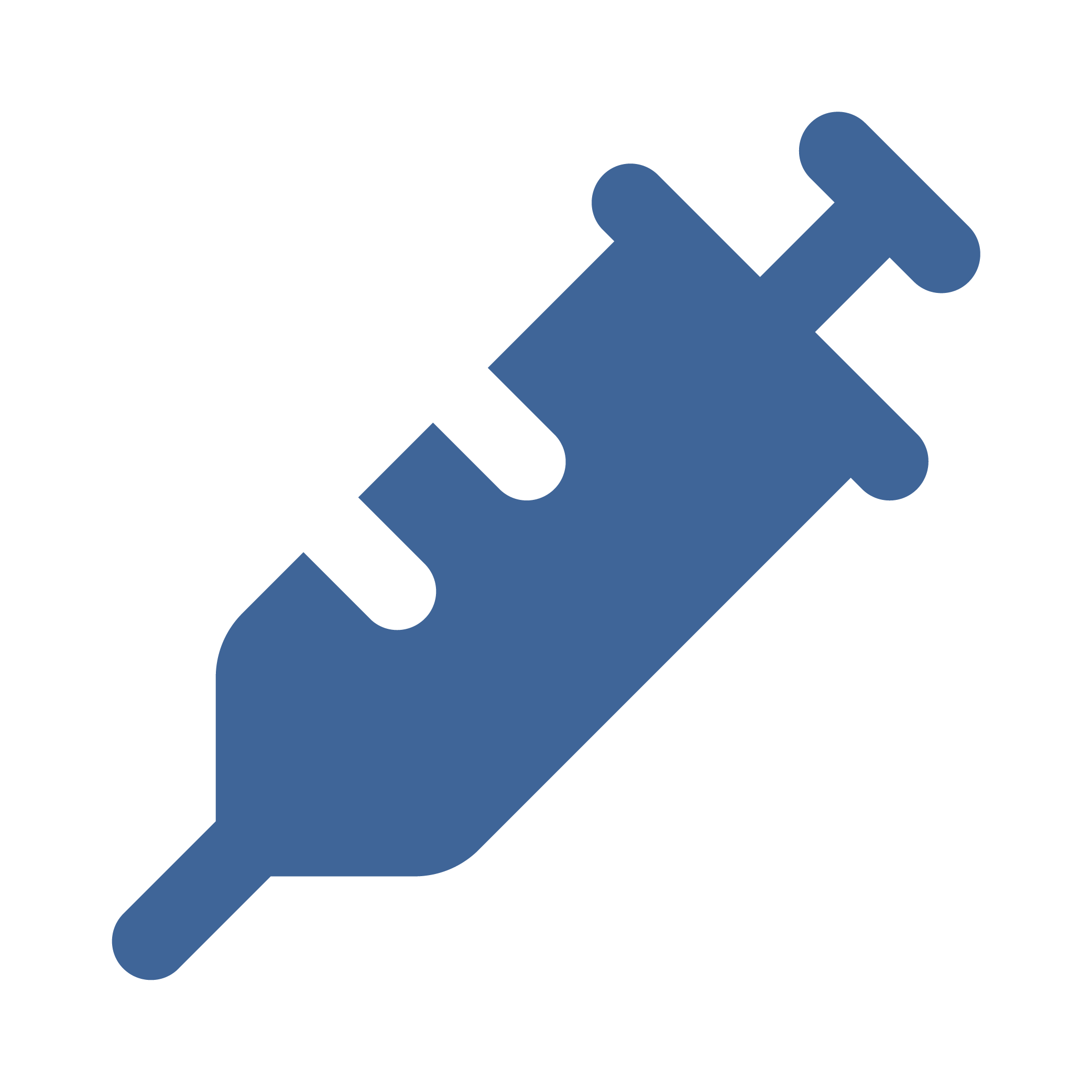 Icon of a syringe in blue color.