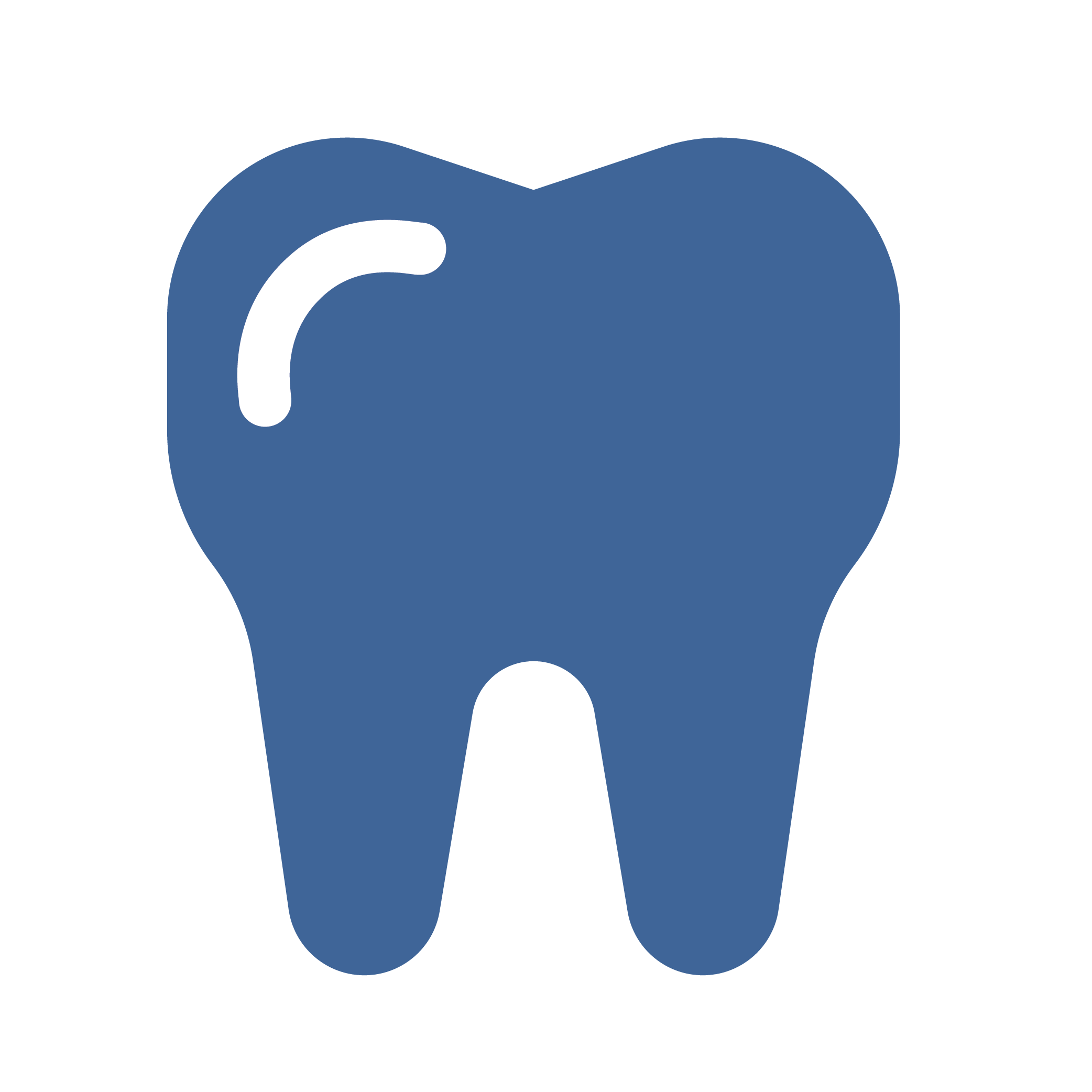 Illustration of a blue tooth with a white highlight, symbolizing a dental or teeth-related concept.