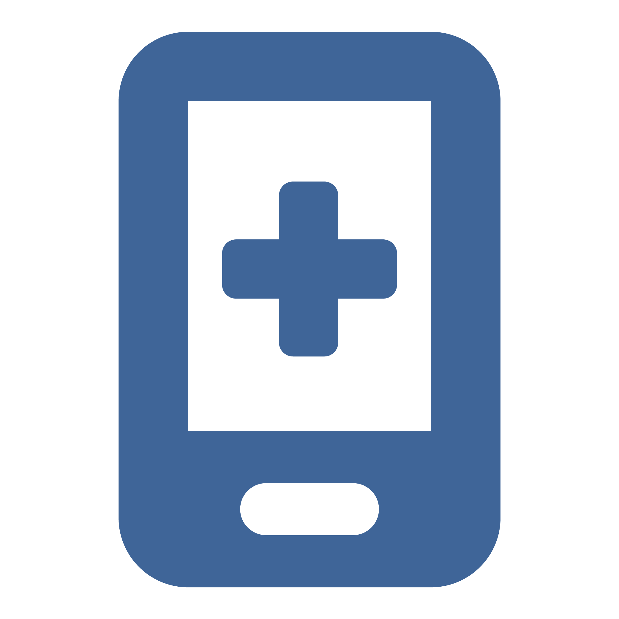 Icon of a smartphone with a medical cross symbol on the screen.