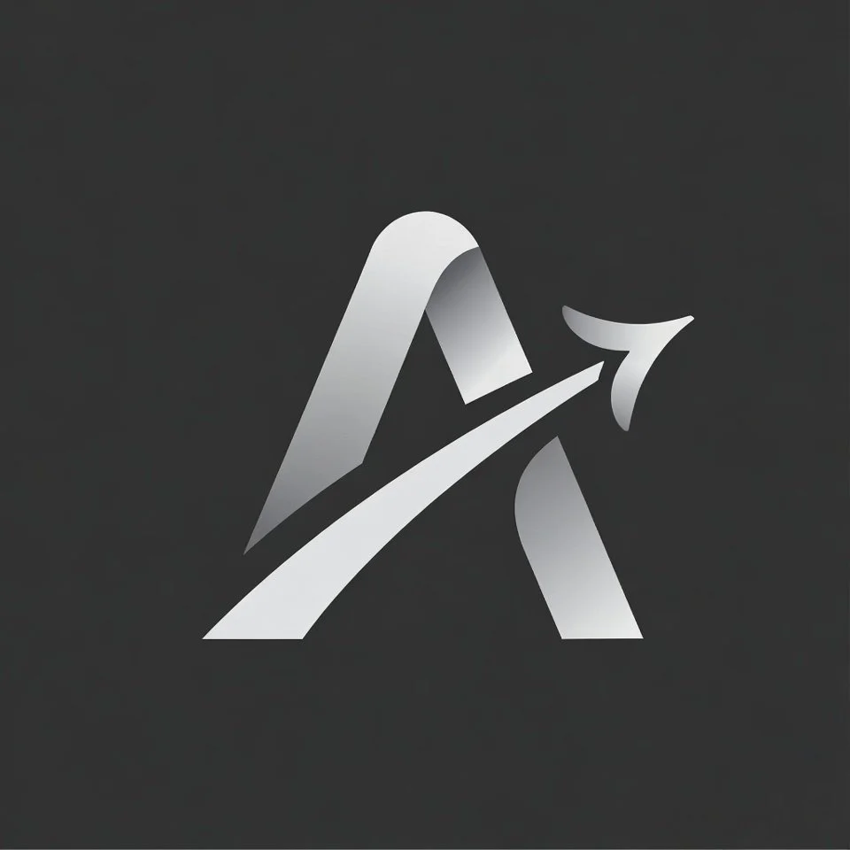 A stylized logo with a mountain and an arrow pointing upward, symbolizing growth or progress.