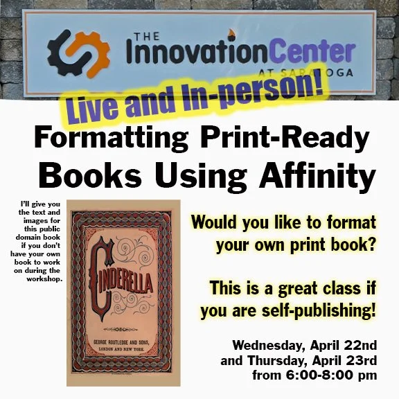 Formatting Print-Ready Books Using Affinity-In Person-April 22nd and 23rd