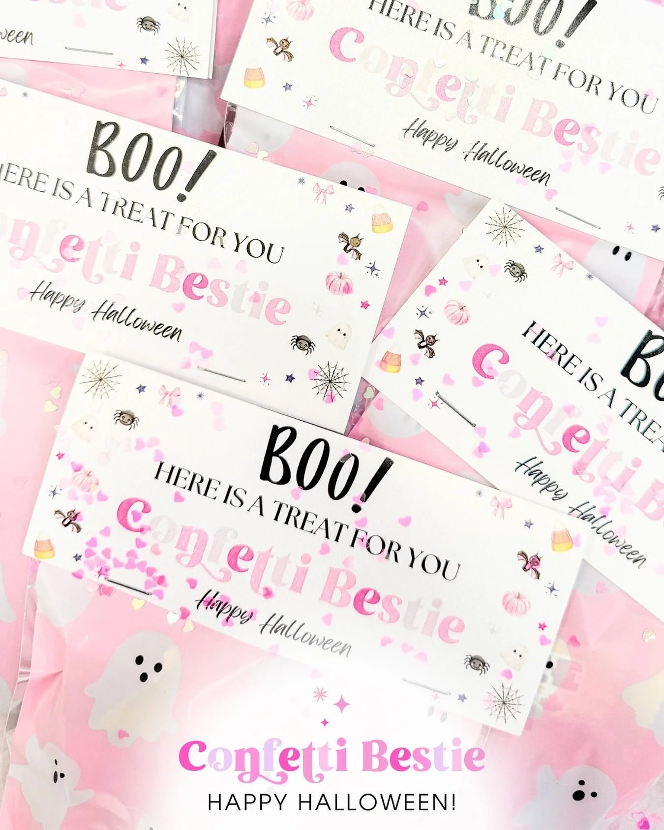 Happy Halloween from Confetti Bestie!&nbsp;👻💕

We&rsquo;re all about the treats&nbsp;(no tricks here)! 

Tonight, we&rsquo;re creating the cutest Halloween treat bags&nbsp;for our little trick-or-treaters that are packed with spooky sweets, confett