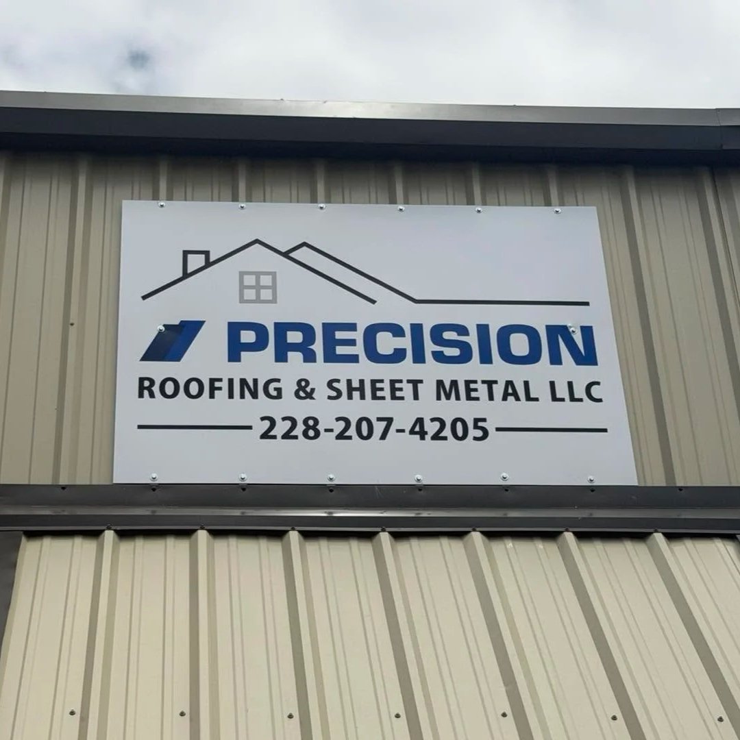 Front of Precision Roofing & Sheet Metal LLC office building in South Mississippi.