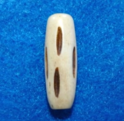 Hand-Carved Bone Tube (Ribbed Style) — Tea Dyed 1"