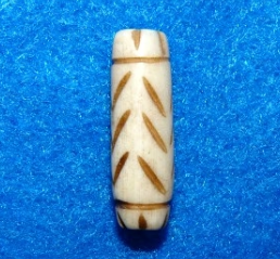 Hand-Carved Bone Tube (Sunburst Style) — Tea Dyed 1