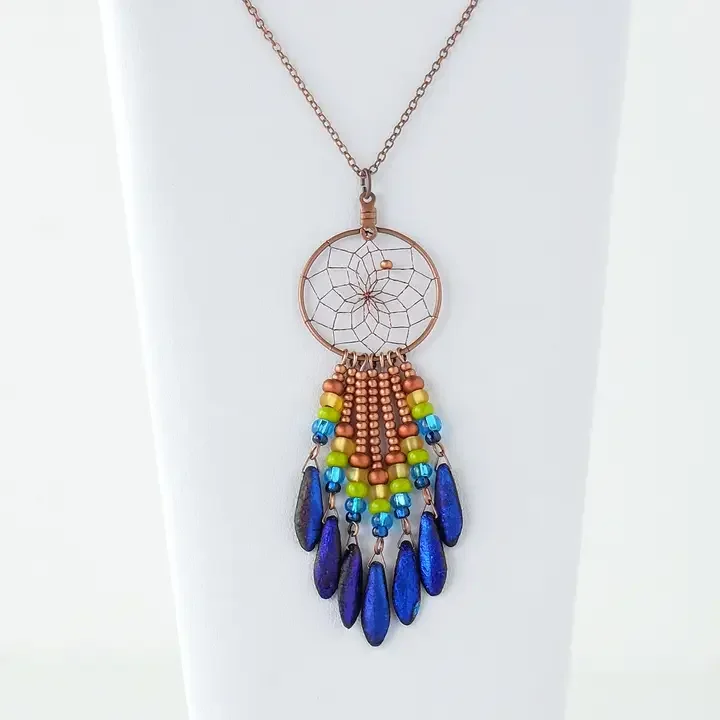 Dream Catcher Necklace with Prismatic Glass