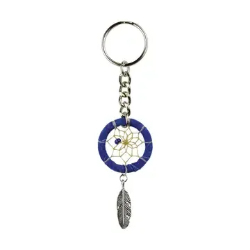 Royal Blue Dream Catcher Keychain with Feather Charm