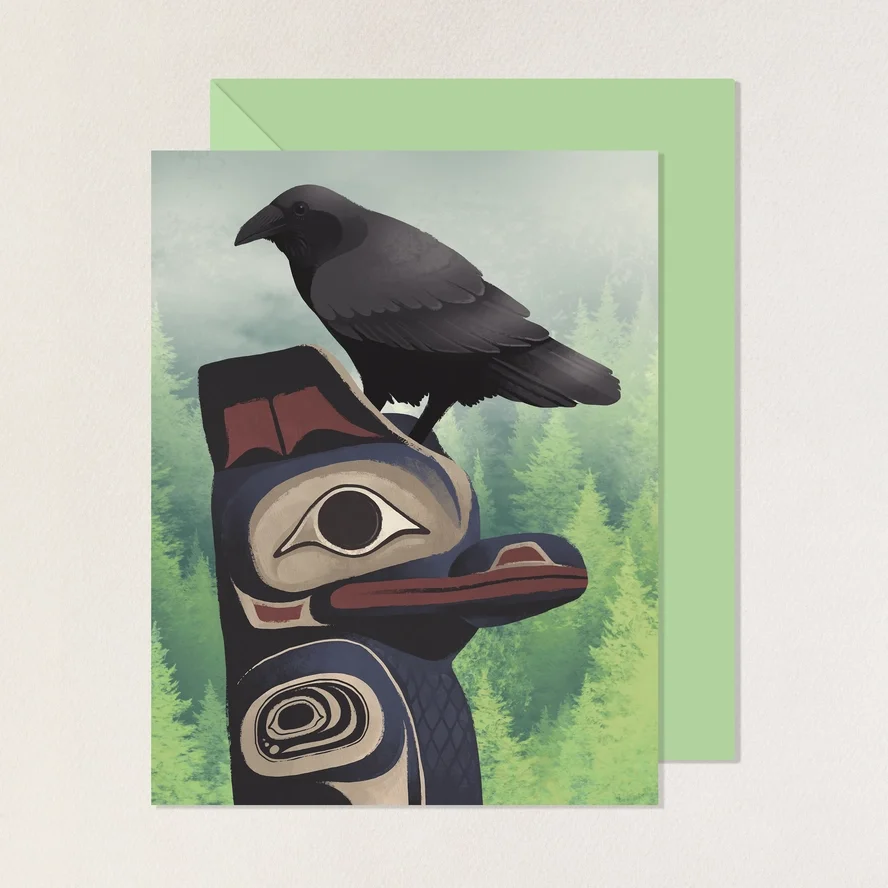 Raven Totem Greeting Card (Single with Envelope)