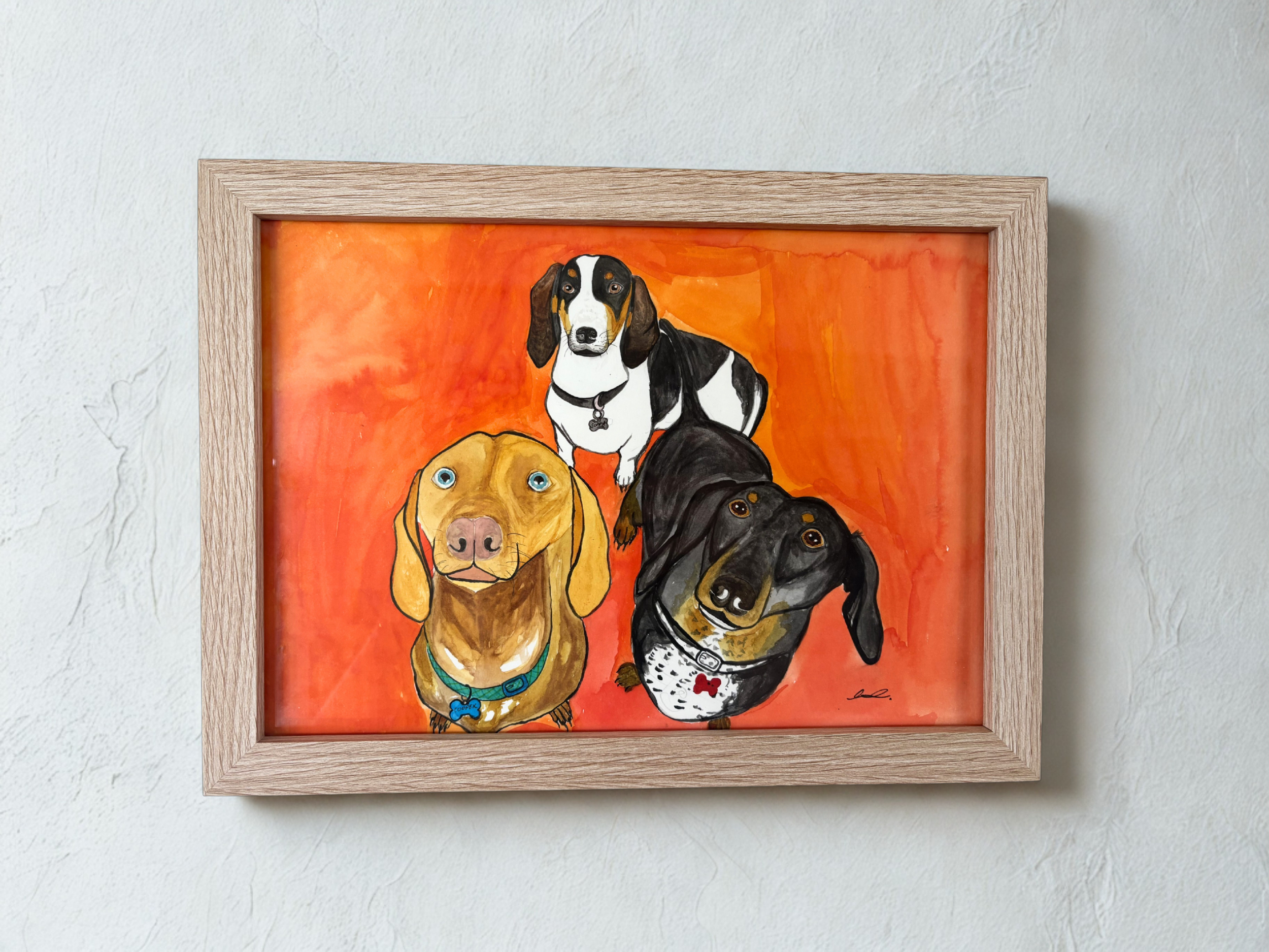 The Dachshunds, watercolour on paper, 21.0 x 29.7 cm