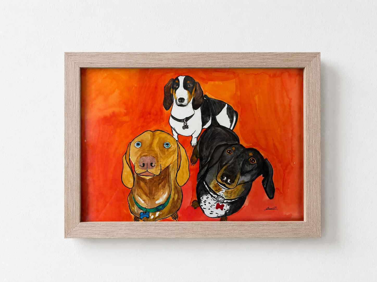 The Dachshunds, watercolour on paper, 21.0 x 29.7 cm