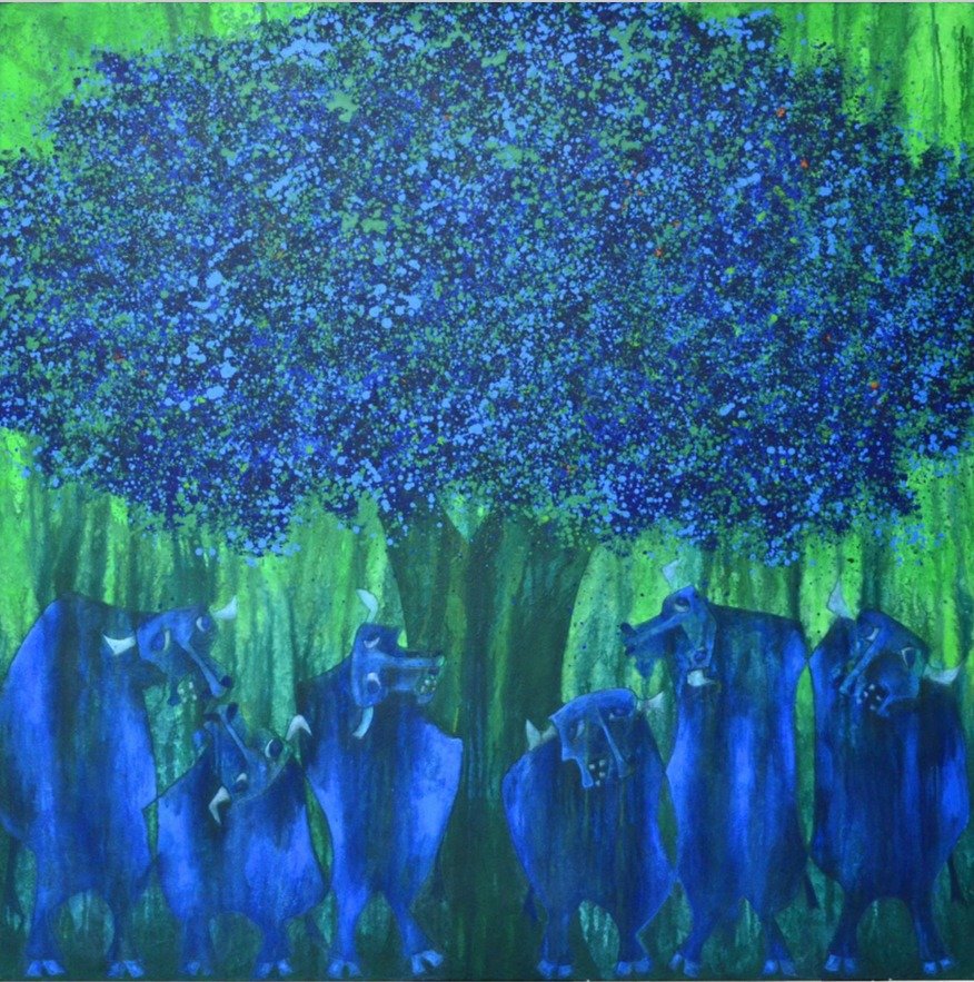 Los Señores de la Tarde 
150 x 150 cms - Mixta s/tela  
 Inquire 