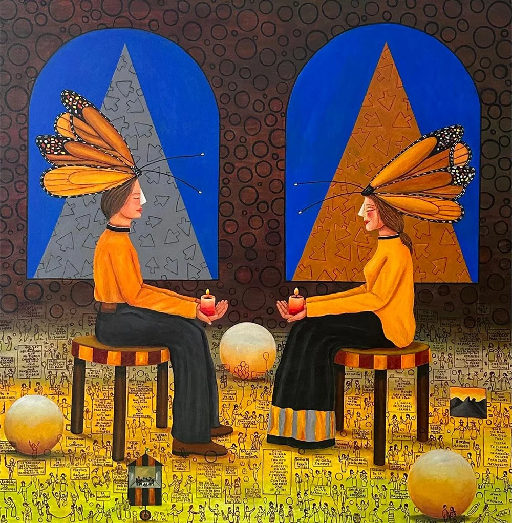 Juntemos nuestros mundos  
150 x 150 cms Acrylic on canvas   
 Inquire 