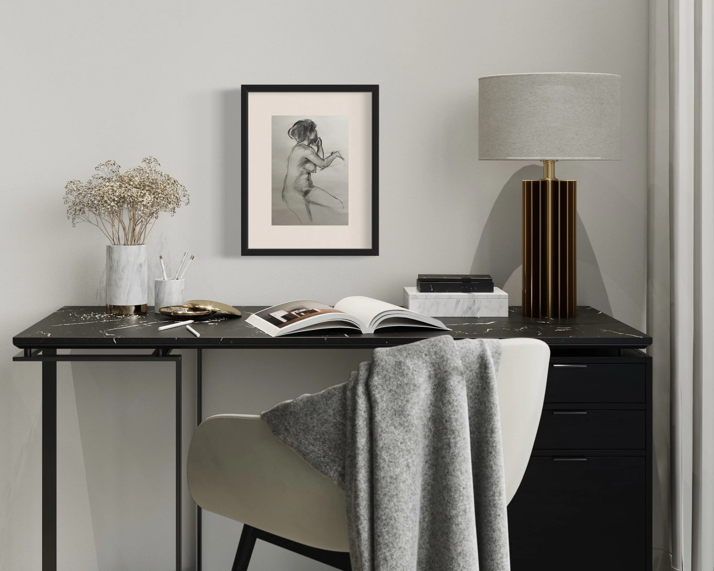 Elegance in Charcoal: Original Art on Paper - Artist Stephanie Sheppard