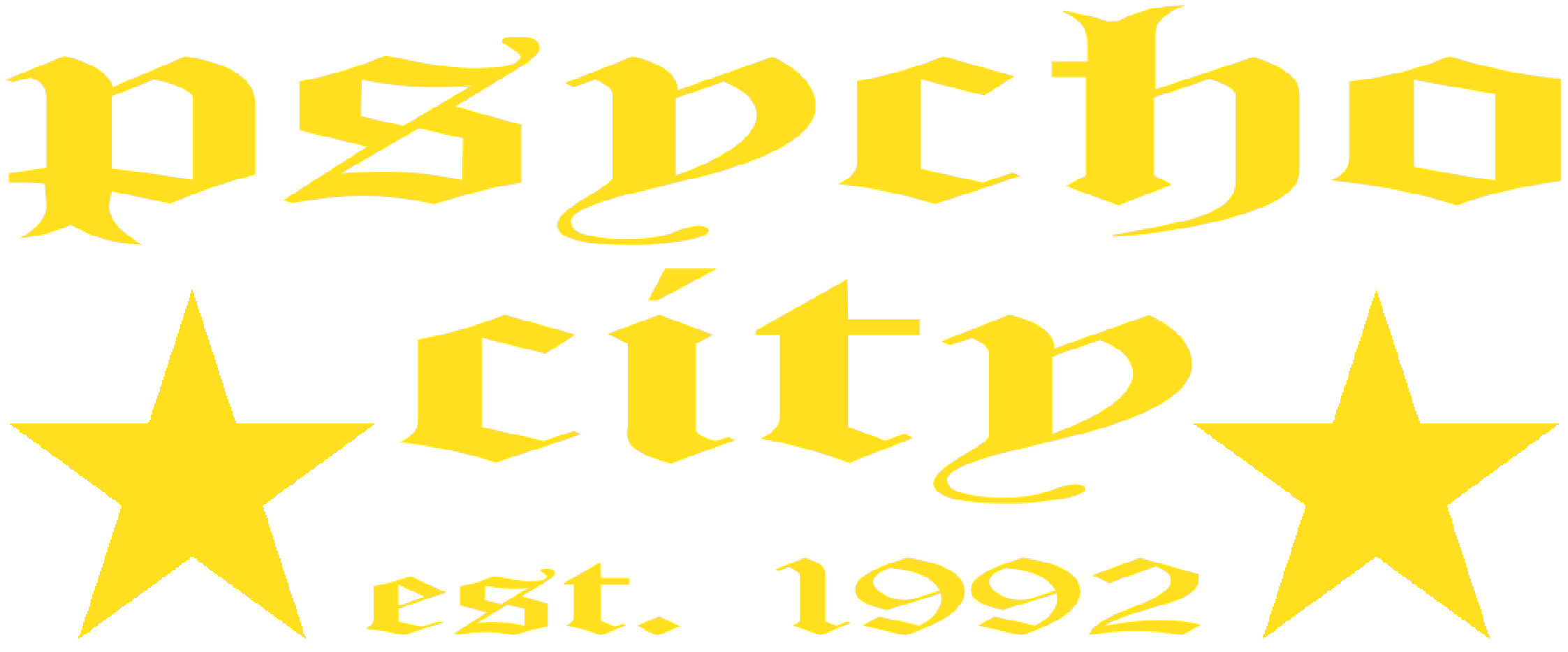 Yellow logo with stylized text reading 'Philadelphia' and smaller text 'est. 1992'. Two yellow stars, one on each side of the text.
