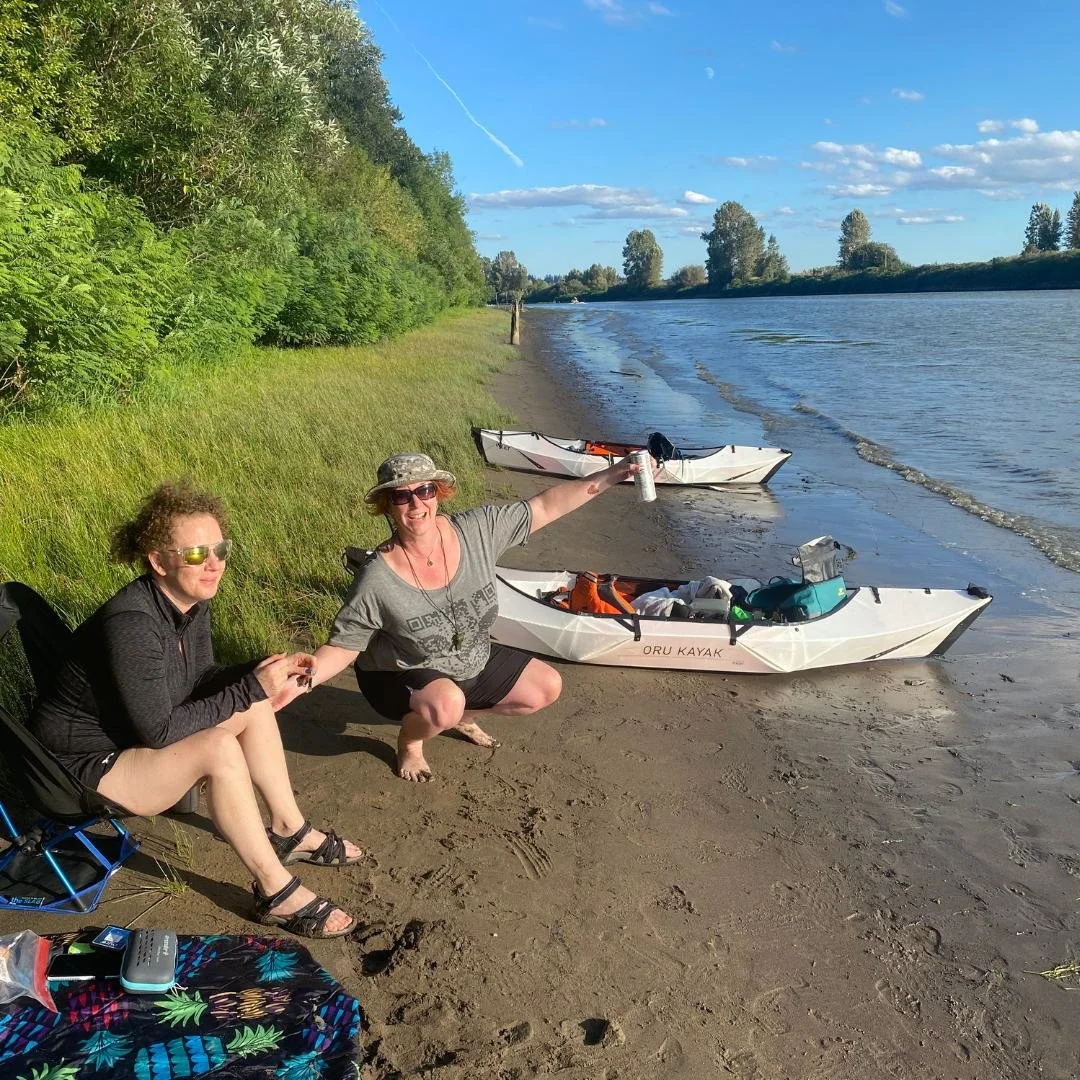 Kayakers on the river in Portland