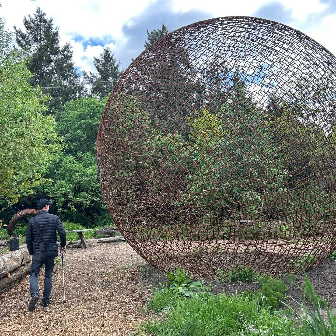 Sphere sculpture at Green Anchors in Portland