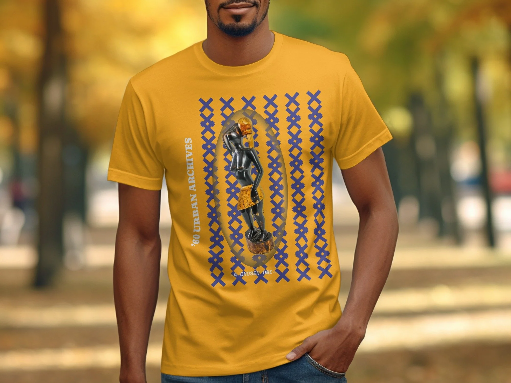 African Art T-Shirt, Black Woman Figurine Graphic Tee, Afrocentric Folk Art Shirt, Tribal Boho Clothing, Cultural Heritage Gift for Him or Her