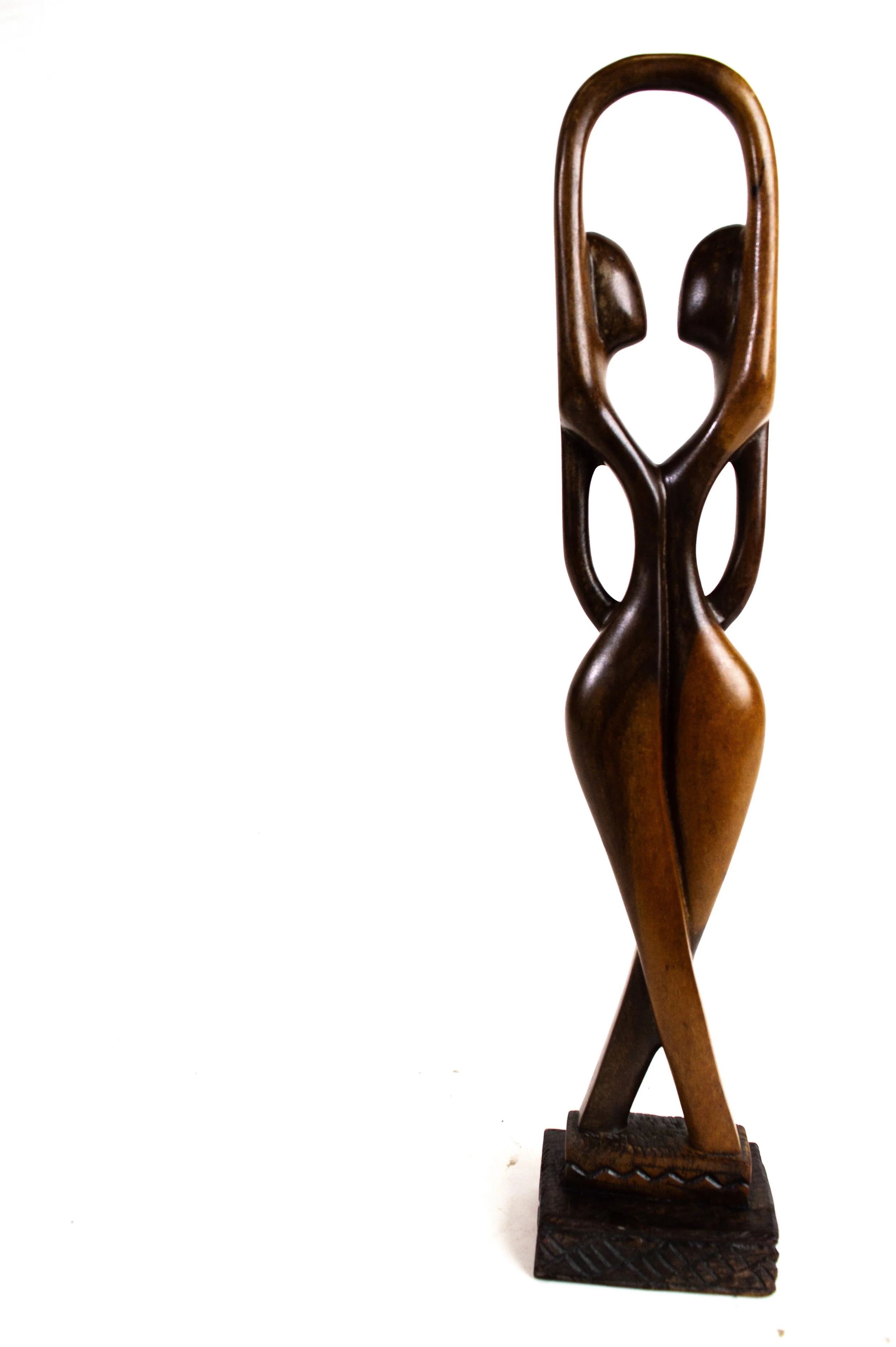 Hand-Carved West African Ebony Couple in Sovereign Embrace
