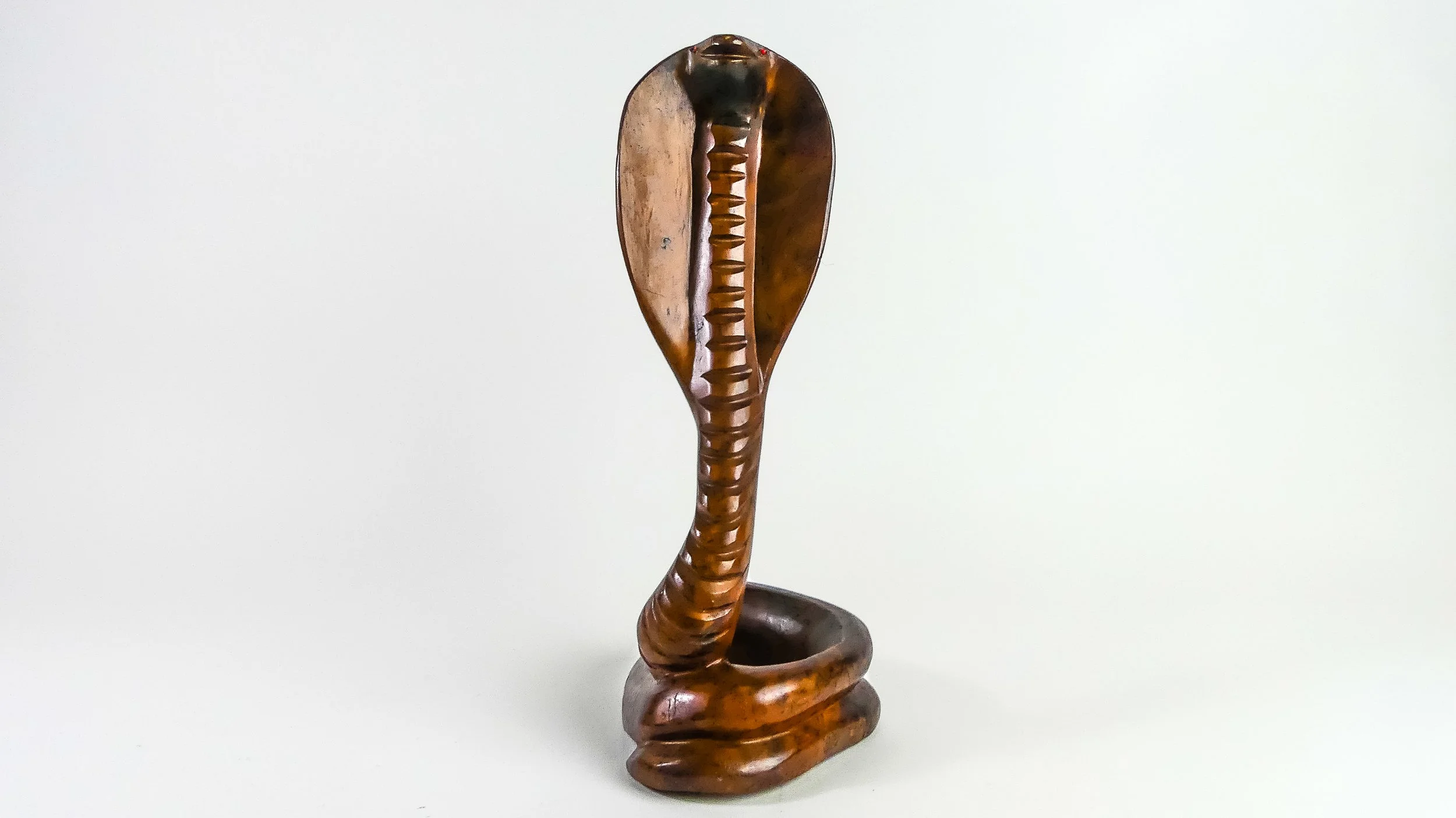 Imposing Hand-Carved Wooden Cobra Sculpture (58cm Tall)