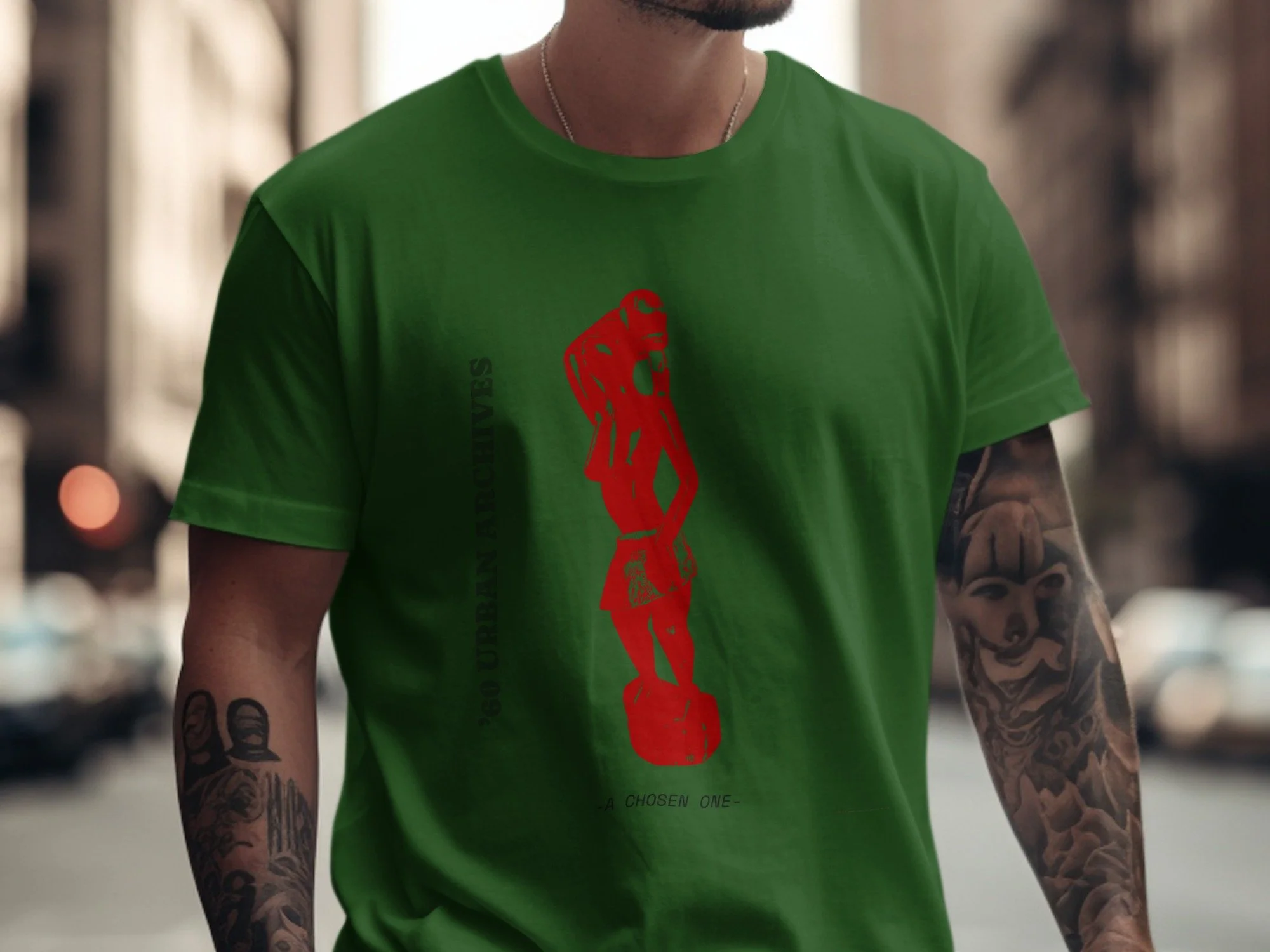 Vintage African Art T-Shirt, Urban Archives Graphic Tee, Afrocentric Streetwear Shirt, Red Motherhood Sculpture Top, Cultural Art Gift