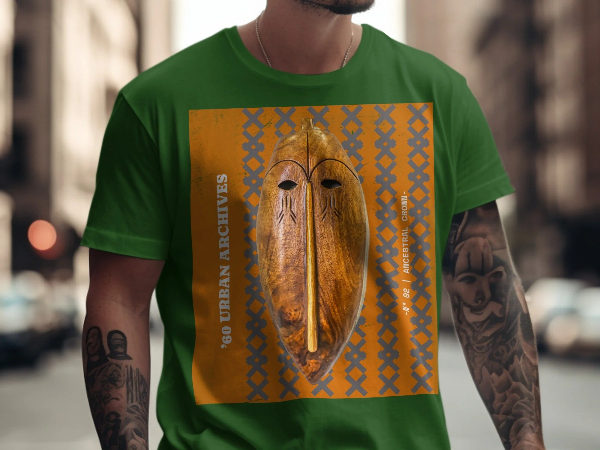 African Tribal Mask T-Shirt, Urban Ancestral Graphic Tee, Boho Ethnic Streetwear Shirt, Retro Vintage Cultural Heritage Gift for Him or Her