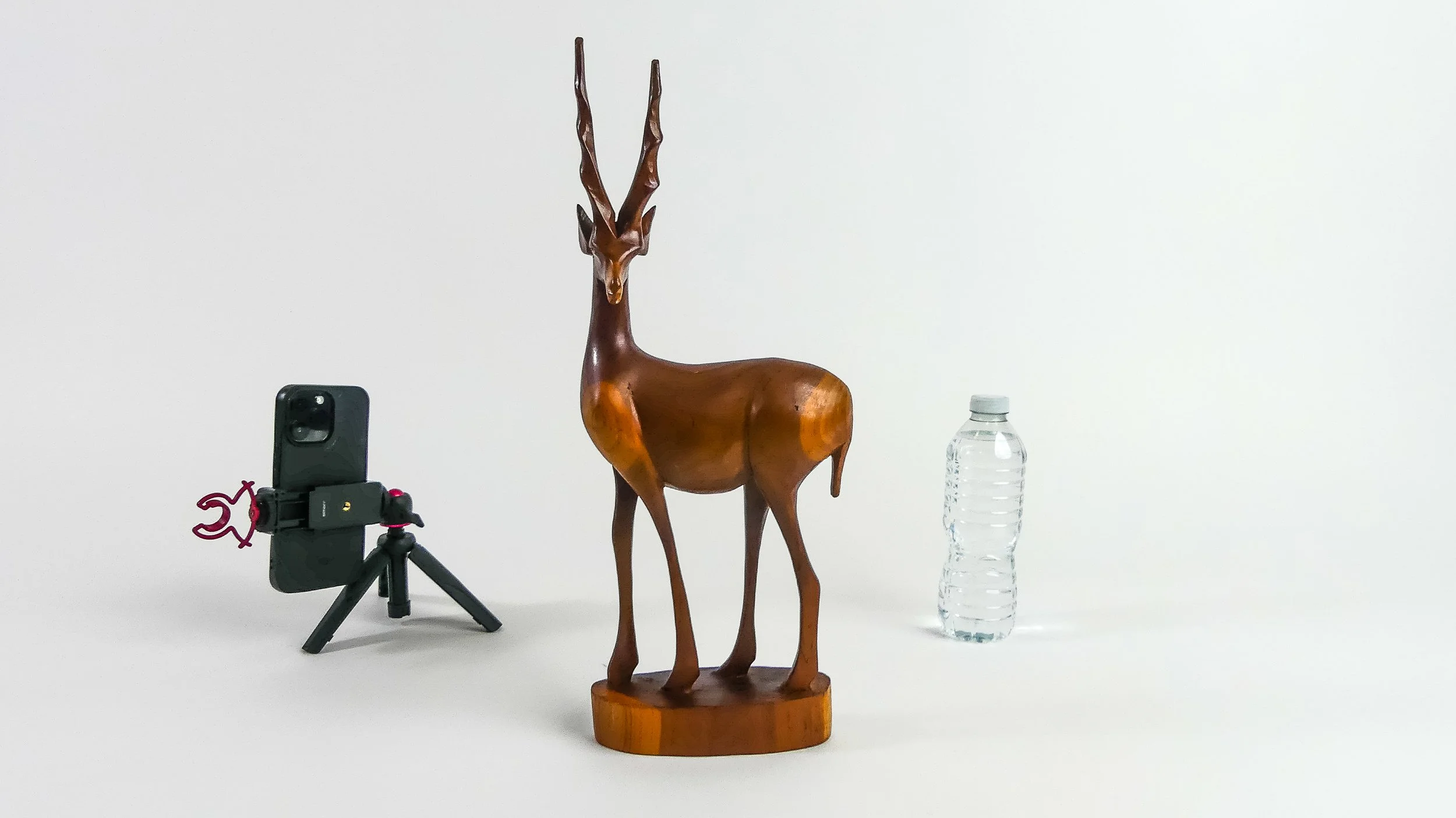 Large Vintage Teak Antelope and Calf Sculpture (1960s)
