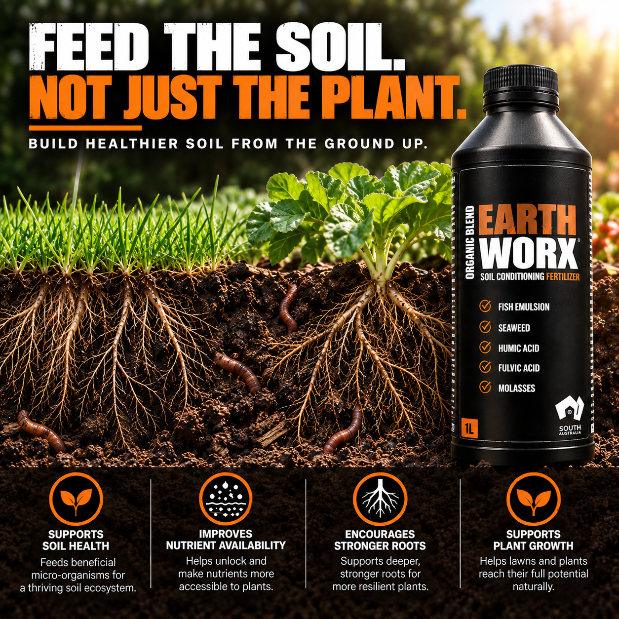 Earth Worx soil conditioner benefits for lawns and gardens