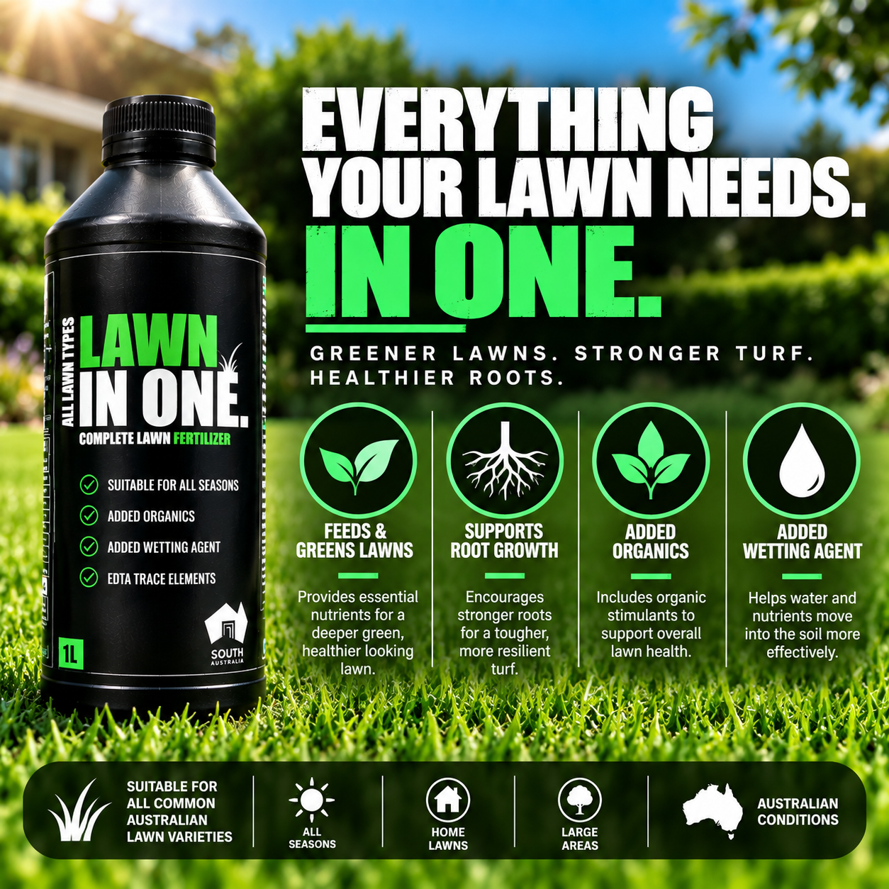Lawn in One complete liquid lawn fertiliser benefits