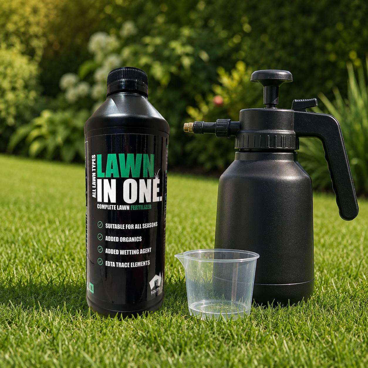 Lawn in One liquid lawn fertiliser mixing and application