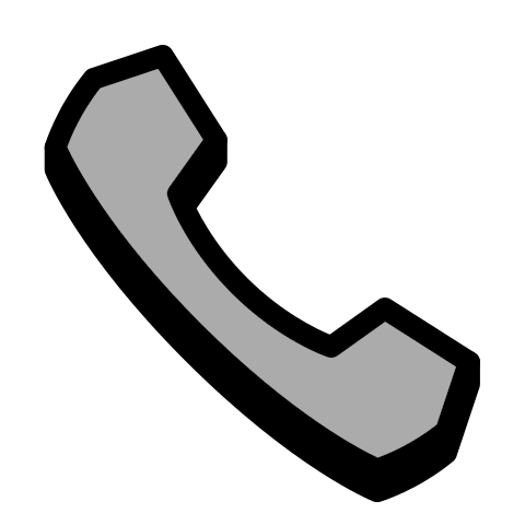 Icon of a phone receiver in gray on a black background.