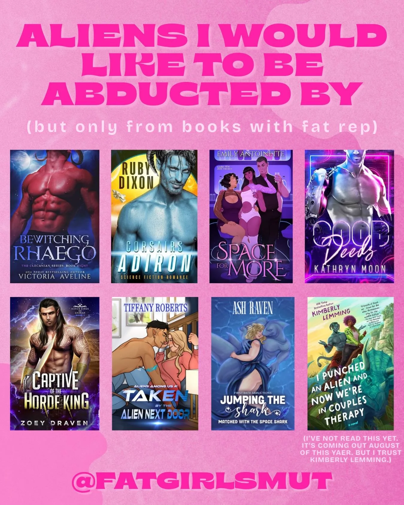 Hmmmm I&rsquo;m trying to figure out if there&rsquo;s anything else I need to say. I&rsquo;m pretty sure this says it all. 

#fargirlsmut #alienromance #bodypositiveromance #fatrep #bodydiverseromance