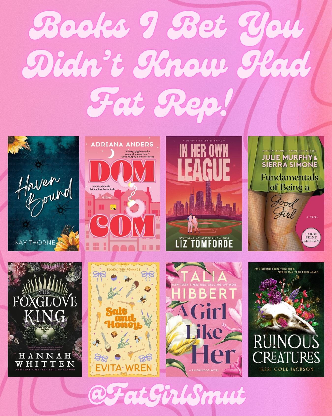 Honestly, one of my fave things to tell people is if a book unexpectedly has fat rep. It&rsquo;s truly one of the best feelings. So why not share the love and let ya&rsquo;ll know about some books where the fat representation isn&rsquo;t as obvious ?