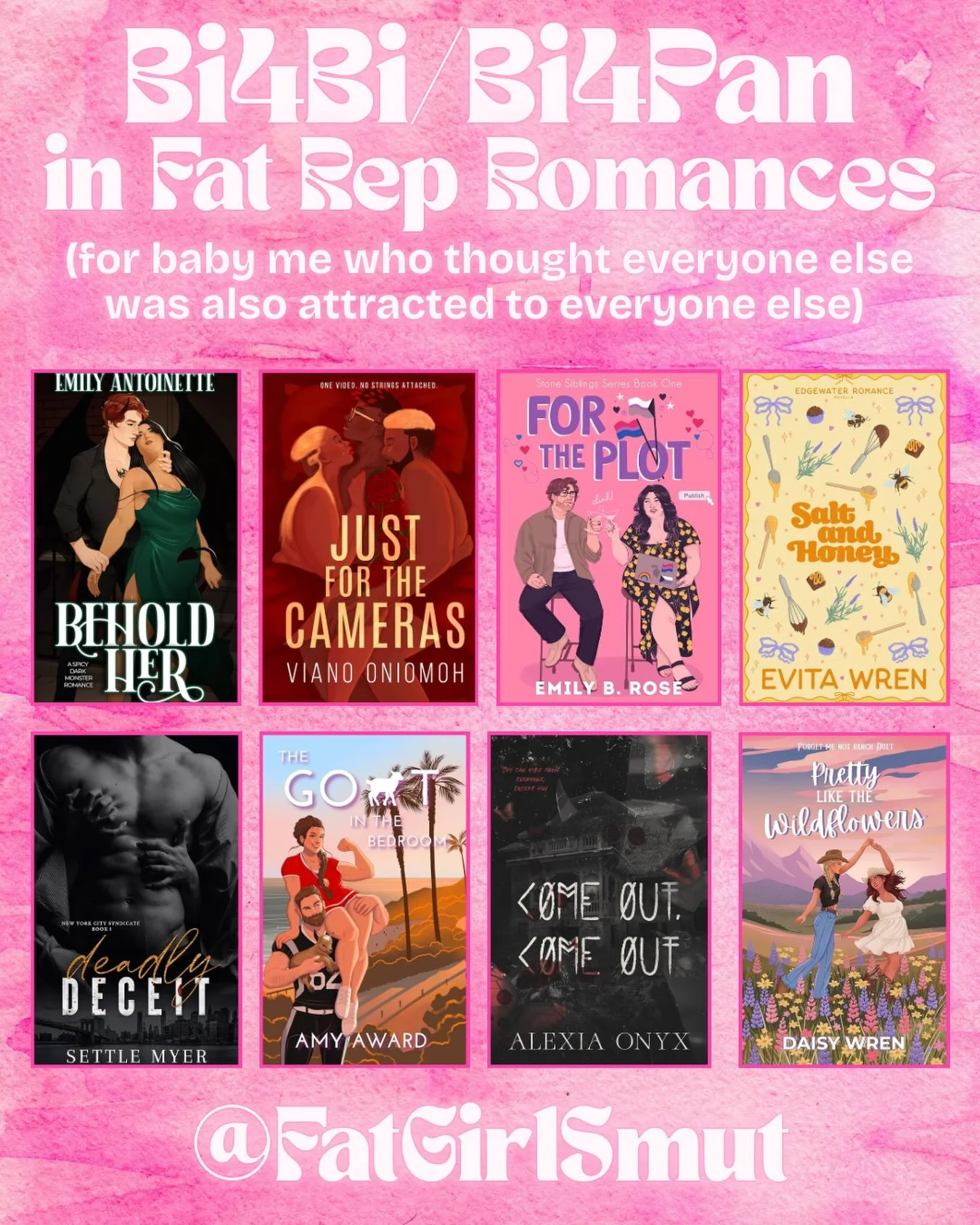 I can&rsquo;t lie, bi4bi will always hold a special place in my heart and I&rsquo;m always going to loud and proud about it. 

#bi4biromance #fatgirlsmut #bodypositiveromance #romancebookrecs #prideromancereads