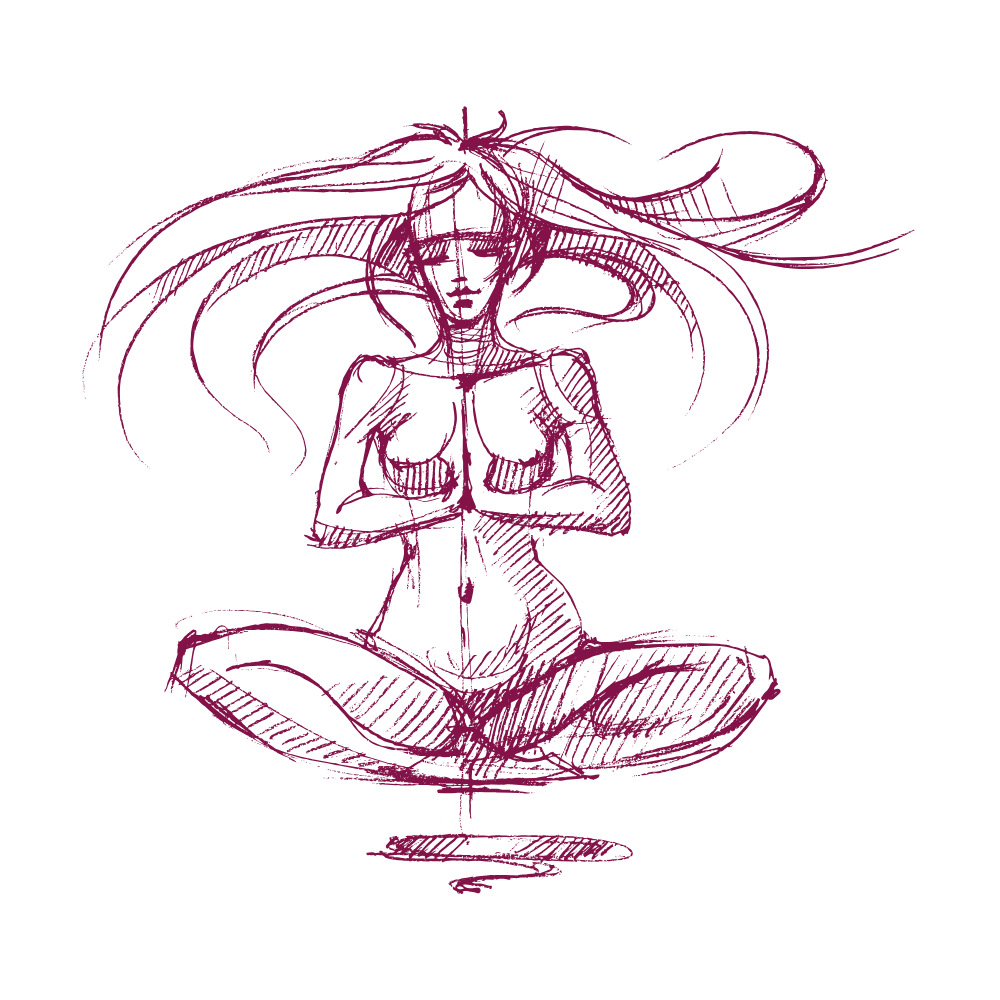 Geometric drawing of an outline square with sections divided by vertical, horizontal, and diagonal lines.