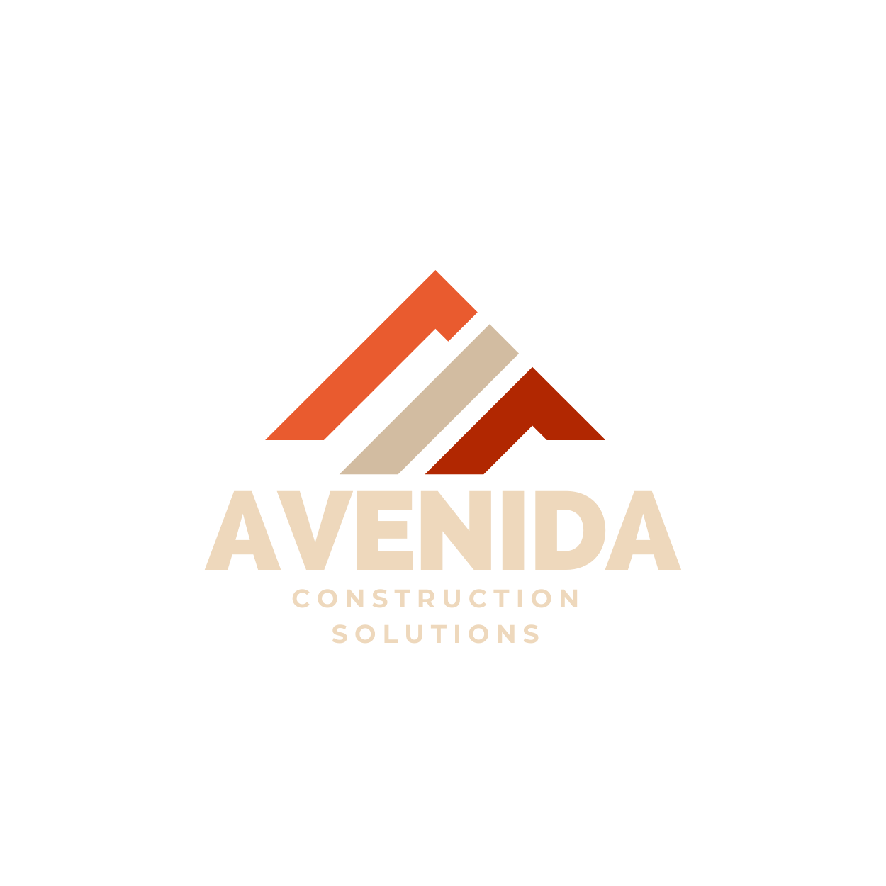 Avenida Construction Solutions LLC logo featuring a modern geometric roof icon in warm earth tones, representing professional residential and commercial construction services in Lakewood and the greater Los Angeles area
