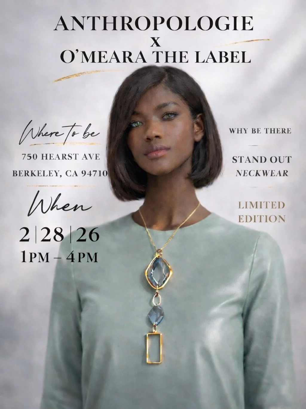 Meet &ldquo;Willow&rdquo; our limited edition statement necklace.

Anthropologie &times; O&rsquo;Meara The Label
📍 Berkeley
🗓 2|28|26
⏰ 1PM&ndash;4PM

Handcrafted. One of a kind.
Designed to elevate even the simplest look.

If you&rsquo;ve been wai