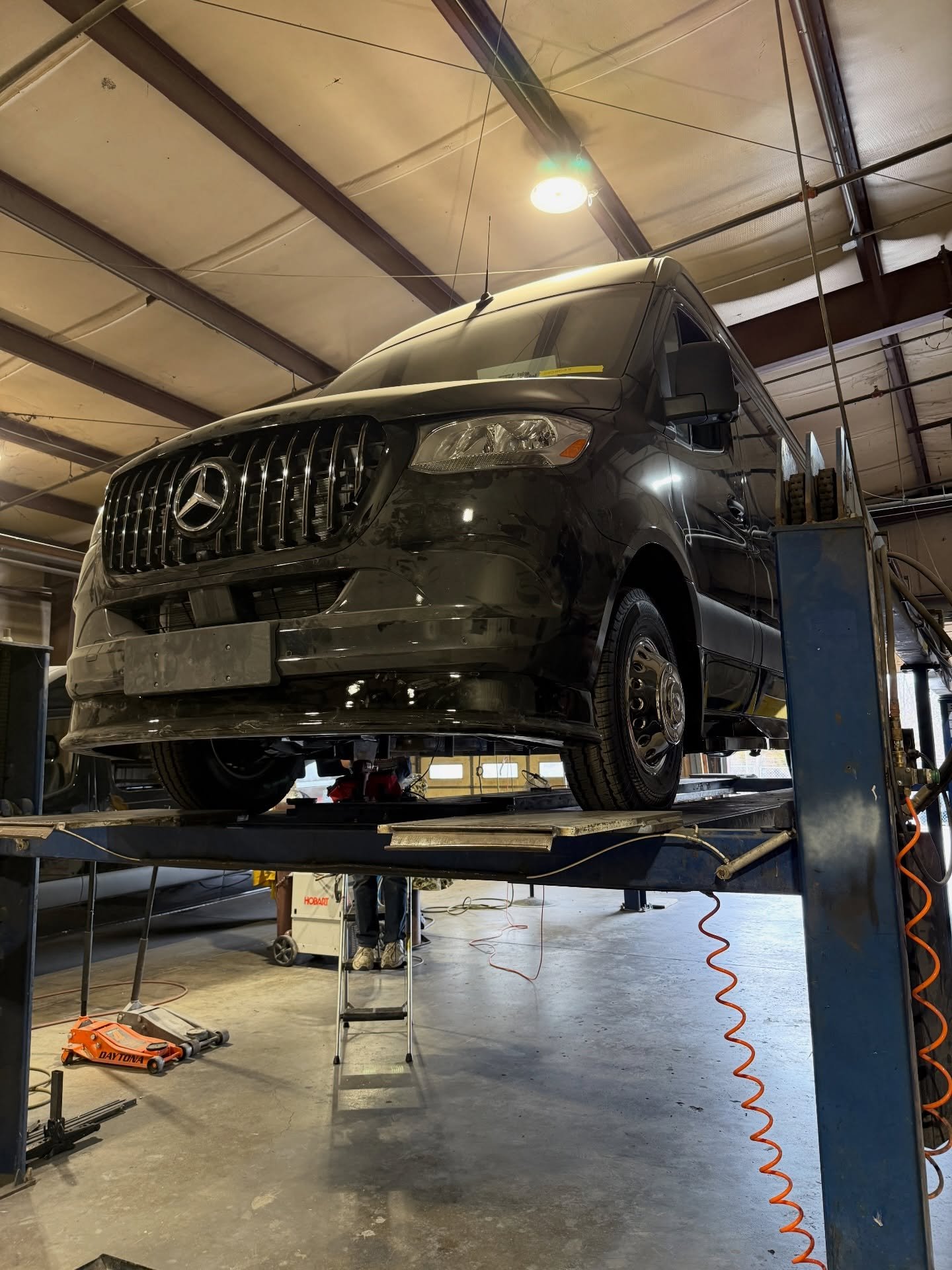 Final checks underneath.
Running boards going on.
Next stop: test drive.

We don&rsquo;t just build interiors &mdash; we build them right from the ground up.

If you&rsquo;re ready for a Sprinter that looks good on the surface and underneath, let&rsq