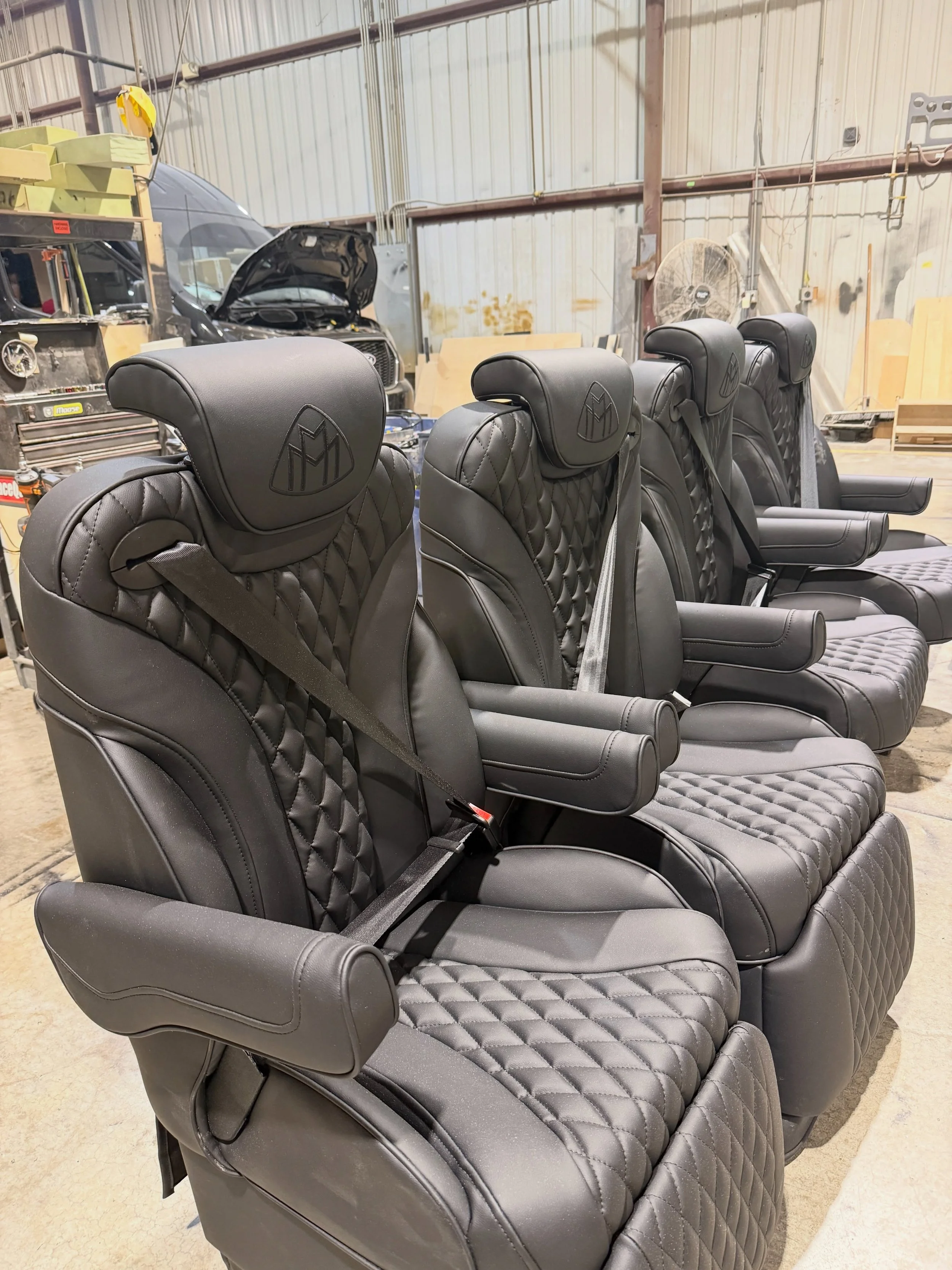 AVAILABLE TODAY. No wait. No production timeline.

These captain chairs are ready to be installed in a CEO-style Maybach Mercedes Sprinter that&rsquo;s available now through one of our dealer partners.

Luxury seating. Executive comfort. Built to tur
